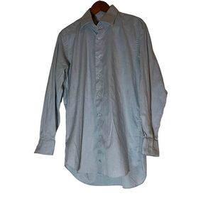 Men's David Donahue Blue & White Collared Button Down Shirt